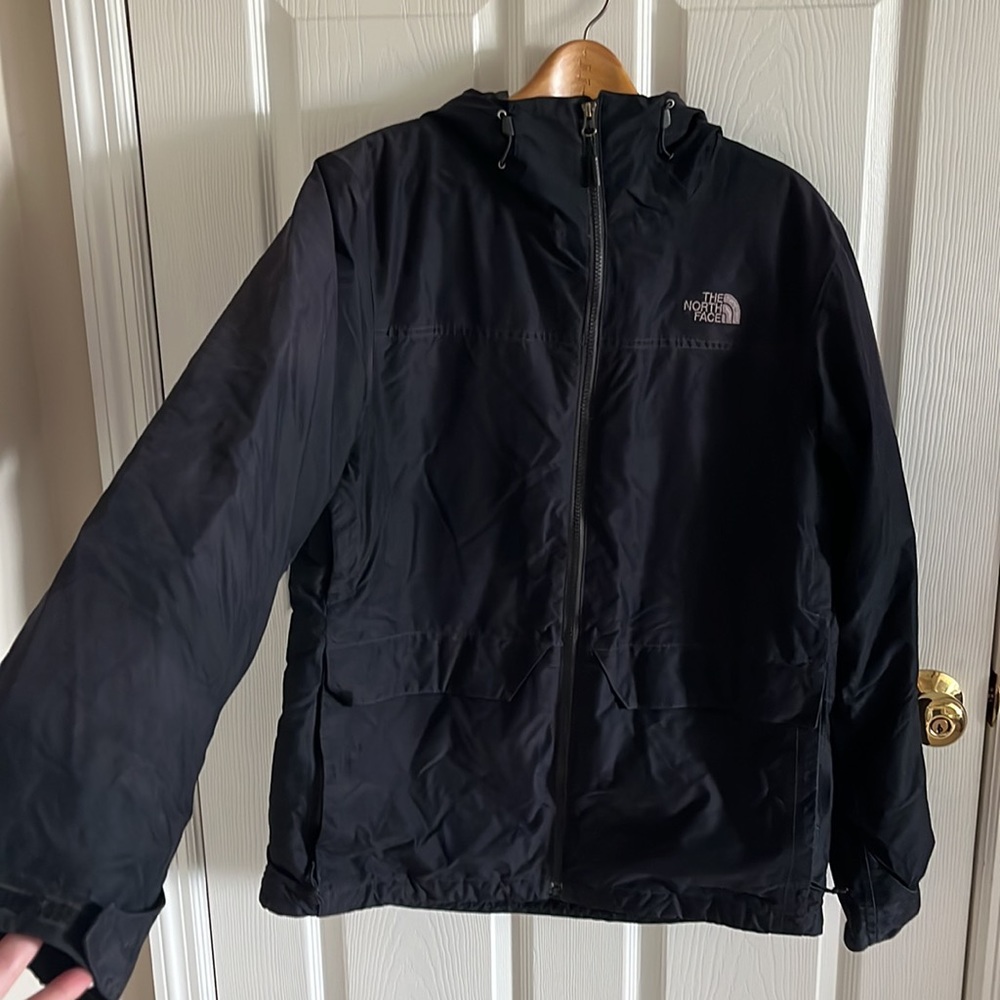The North Face Black Faux Suede Hooded Zip Up Jacket Size Medium
